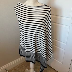 J. Jill Asymmetrical Navy & White Poncho